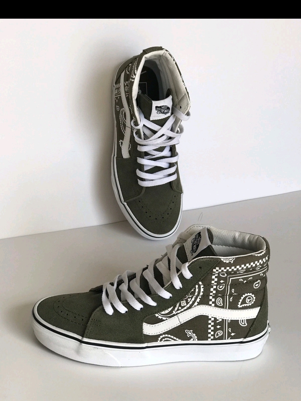Vans Peace Paisley Sk8-Hi Olive Green Suede & Canvas Old Skool Men's size 7.5 - Picture 15 of 15
